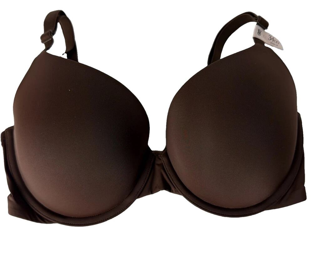 Victoria Secret Perfect Shape Bra 34DD Dark Brown Padded T-Shirt Smooth NWT